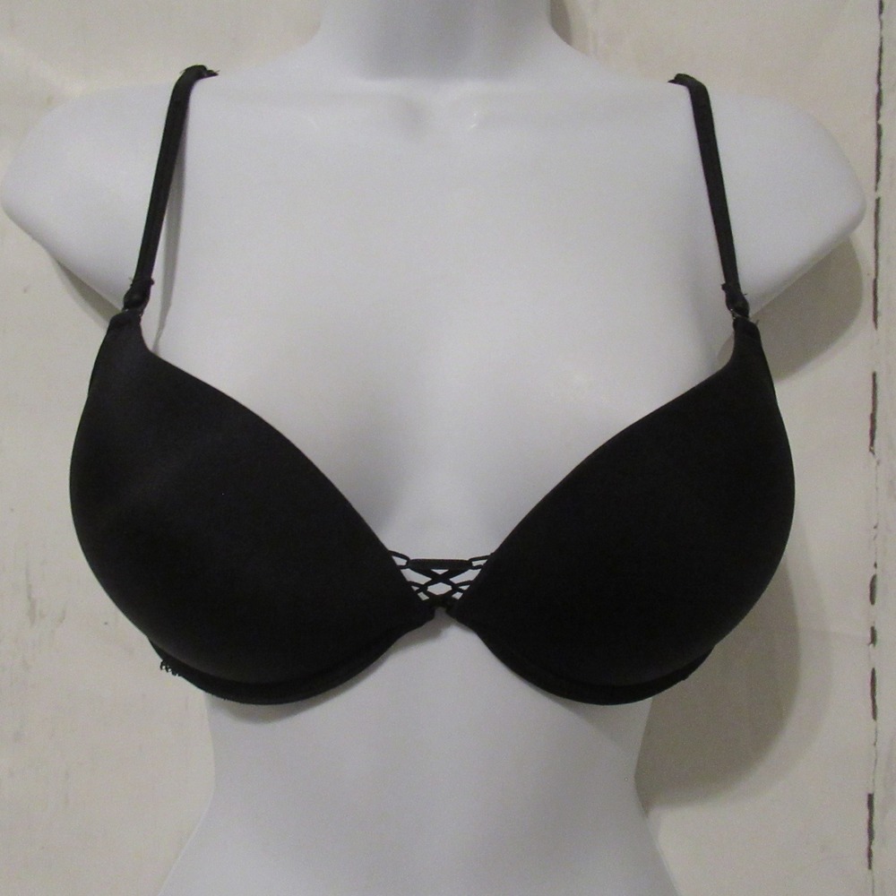 Fredericks of Hollywood Bra 32B Black Push Up Padded Underwire Back Closure